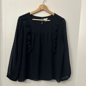 J. Crew Factory Navy Ruffle Blouse